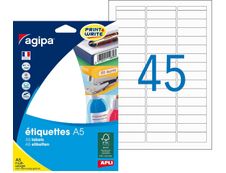 Apli Agipa - Etui A5 - 720 Étiquettes blanches multi-usages - 12,8 x 38 mm - coins arrondis - réf 114044