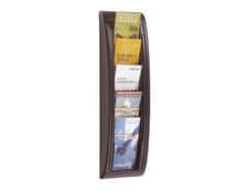 Présentoir mural Quick Fit pour documents 1/3 A4 - 5 compartiments - gris/transparent