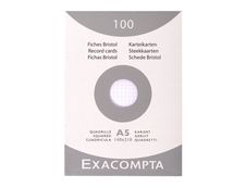 Exacompta - Pack de 100 Fiches Bristol - A5 - petits carreaux - non perforées - blanc