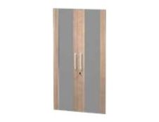 Jeu de 2 portes vitrées - pour bibliothèque 4 étagères FLORA - L80 x H153,8 cm - imitation merisier arabis