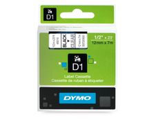 Dymo D1 - Ruban d'étiquettes auto-adhésives - 1 rouleau (12 mm x 7 m) - fond transparent écriture noire 
