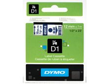 Dymo D1 - Ruban d'étiquettes auto-adhésives - 1 rouleau (12 mm x 7 m) - fond blanc écriture bleue 