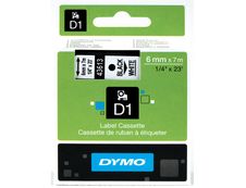 Dymo D1 - Ruban d'étiquettes auto-adhésives - 1 rouleau (6 mm x 7 m) - fond blanc écriture noire 
