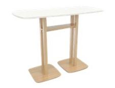 Table haute WOODY 114 cm - pieds sapin - plateau blanc