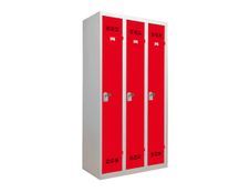 Vestiaire Industrie Propre - 3 portes - 180 x 90 x 50 cm - gris/rouge