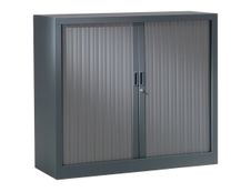 Armoire basse monobloc à rideaux GENERIC - 100 x 120 x 43 cm - anthracite/anthracite