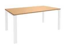 Bureau simple IRIS - L160 cm - Plan de départ - Pieds blanc - plateau imitation Hêtre