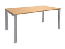 Bureau simple IRIS - L160 cm - Plan de départ - Pieds aluminium - plateau imitation Hêtre