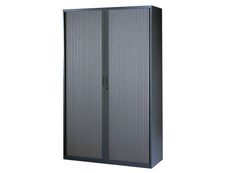 Armoire haute à rideaux - L120  x H198 x P43 cm - 4 tablettes - anthracite