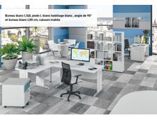 Bureau droit DUAL - L120 - Pieds blanc - plateau blanc