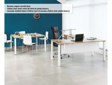 Bureau droit EXPRIM - L140 cm - Plateau imitation Chêne clair - Pieds blanc