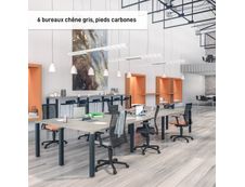 Bureau droit EXPRIM - L140 cm - Plateau imitation Chêne gris - Pieds carbone