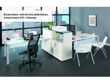 Bureau droit EXPRIM - L140 cm - Plateau Blanc perle - Pieds blanc