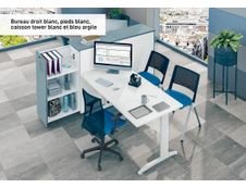 Bureau droit IDRA - L80 cm - Pieds blanc - plateau Blanc perle