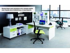 Bureau INEO JET UP Bureau Vallée - Réglable en hauteur - L120 x H74/78/82 x P80 cm - Pieds blanc - plateau blanc - Entretoise Anis
