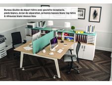 Bureau double STEELY - L160 cm - Double face Depart - Pieds carbone - plateau imitation Chêne clair
