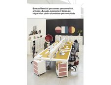 Bureau Bench 6 personnes EASYDESK - soit 6 plateaux L160xP80xH75 cm (L480 x P166) - Blanc