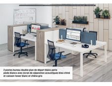 Bureau Bench IRIS - L180 cm - Plan de départ - Pieds blanc - plateau Blanc perle