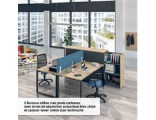 Bureau droit LOFTER - L120 cm - Plateau imitation chêne clair - pied Carbone