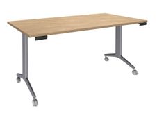 Table de réunion abattantes - L160 x P80 cm - pied alu - plateau imitation chêne clair