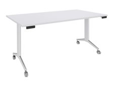 Table de réunion abattantes - L160 x P80 cm - pied blanc - plateau blanc perle