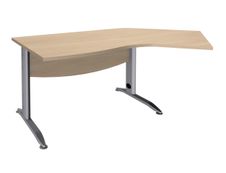 Bureau 135° IDRA - retour d'angle à droite - L180 cm - Pieds aluminium - plateau imitation Chêne clair