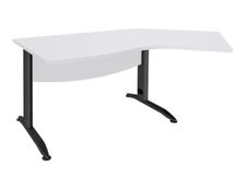 Bureau 135° IDRA - retour d'angle à droite - L180 cm - Pieds anthracite - plateau Blanc perle 