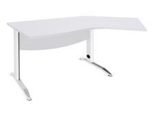 Bureau 135° IDRA - retour d'angle à droite - L180 cm - Pieds blanc - plateau Blanc perle 