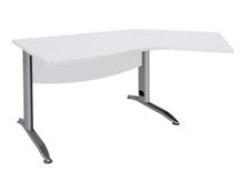 Bureau 135° IDRA - retour d'angle à droite - L180 cm - Pieds aluminium - plateau Blanc perle 