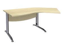 Bureau 135° IDRA - retour d'angle à droite - L180 cm - Pieds aluminium - plateau imitation Erable