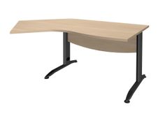 Bureau 135° IDRA - retour d'angle à gauche - L180 cm - Pieds anthracite - plateau imitation Chêne clair