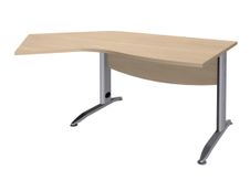 Bureau 135° IDRA - retour d'angle à gauche - L180 cm - Pieds aluminium - plateau imitation Chêne clair
