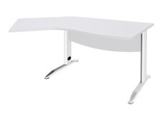 Bureau 135° IDRA - retour d'angle à gauche - L180 cm - Pieds blanc - plateau Blanc perle 