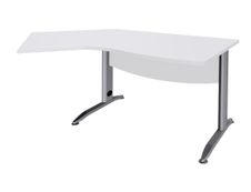 Bureau 135° IDRA - retour d'angle à gauche - L180 cm - Pieds aluminium - plateau Blanc perle 