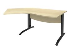Bureau 135° IDRA - retour d'angle à gauche - L180 cm - Pieds anthracite - plateau imitation Erable