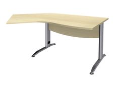 Bureau 135° IDRA - retour d'angle à gauche - L180 cm - Pieds aluminium - plateau imitation Erable