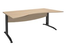 Bureau double vague symétrique IDRA - L180 cm - Pieds anthracite - plateau imitation Chêne clair