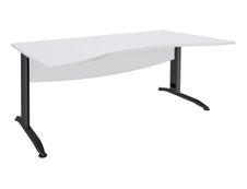 Bureau double vague symétrique IDRA - L180 cm - Pieds anthracite - plateau Blanc perle
