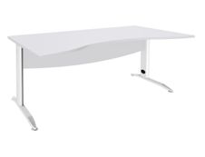 Bureau double vague symétrique IDRA - L180 cm - Pieds blanc - plateau Blanc perle