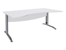 Bureau double vague symétrique IDRA - L180 cm - Pieds aluminium - plateau Blanc perle