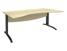 Bureau double vague symétrique IDRA - L180 cm - Pieds anthracite - plateau imitation Erable