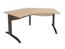 Bureau symétrique 120° IDRA - L180 cm - Pieds anthracite - plateau imitation Chêne clair