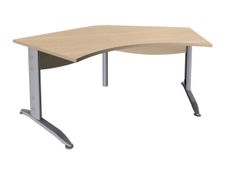 Bureau symétrique 120° IDRA - L180 cm - Pieds aluminium - plateau imitation Chêne clair