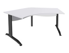 Bureau symétrique 120° IDRA - L180 cm - Pieds anthracite - plateau Blanc perle