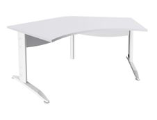Bureau symétrique 120° IDRA - L180 cm - Pieds blanc - plateau Blanc perle