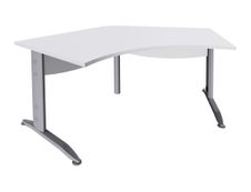Bureau symétrique 120° IDRA - L180 cm - Pieds aluminium - plateau Blanc perle