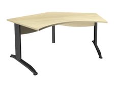 Bureau symétrique 120° IDRA - L180 cm - Pieds anthracite - plateau imitation Erable