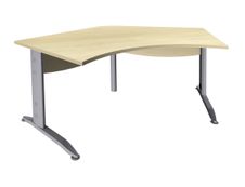 Bureau symétrique 120° IDRA - L180 cm - Pieds aluminium - plateau imitation Erable