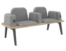 Banquette ILO - 2 places L172xP67cm - pieds carbone - structure chêne clair - tissu gris chiné