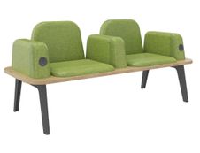 Banquette ILO - 2 places L172xP67cm - pieds carbone - structure chêne clair - tissu kiwi